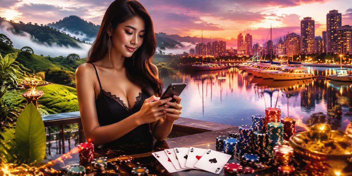 Suasana permainan kad kasino gaya Malaysia yang menggambarkan pengalaman baccarat dalam talian